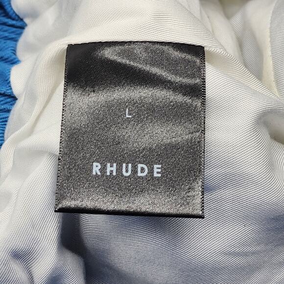 Rhude Bandana Print Drawstring Cotton Shorts Blue Size Large - Preowned - Picture 6 of 7